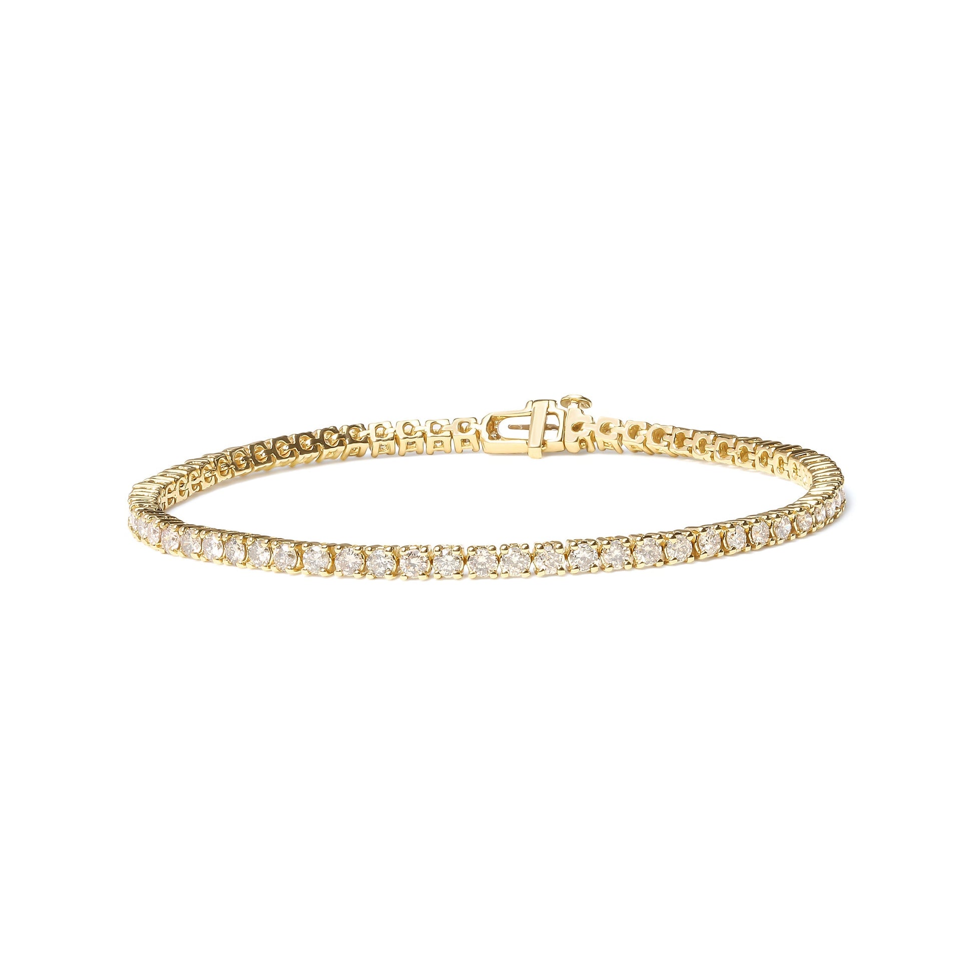 14K Yellow Gold 6.0 Cttw Classic 4 Prong Set Round Brilliant Cut Diamond Tennis Bracelet (K-L Color, VS2-SI1 Clarity) - 7.25" Bids.com