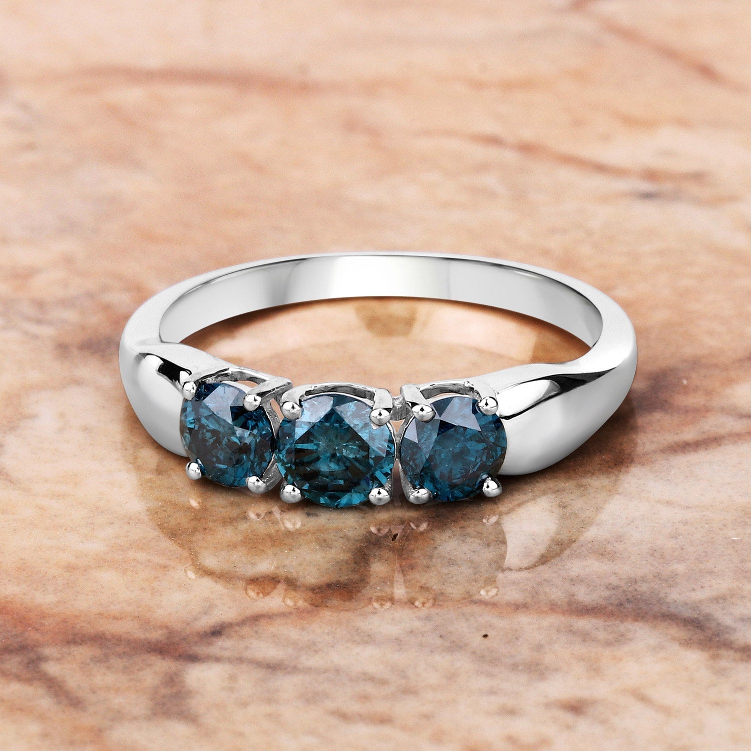 1.03 Carat Genuine Blue Diamond 14K White Gold Ring Bids.com