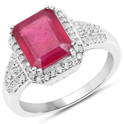 4.55 Carat Glass Filled Ruby and White Topaz .925 Sterling Silver Ring Bids.com
