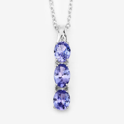 1.11 Carat Genuine Tanzanite and White Diamond .925 Sterling Silver Pendant Bids.com