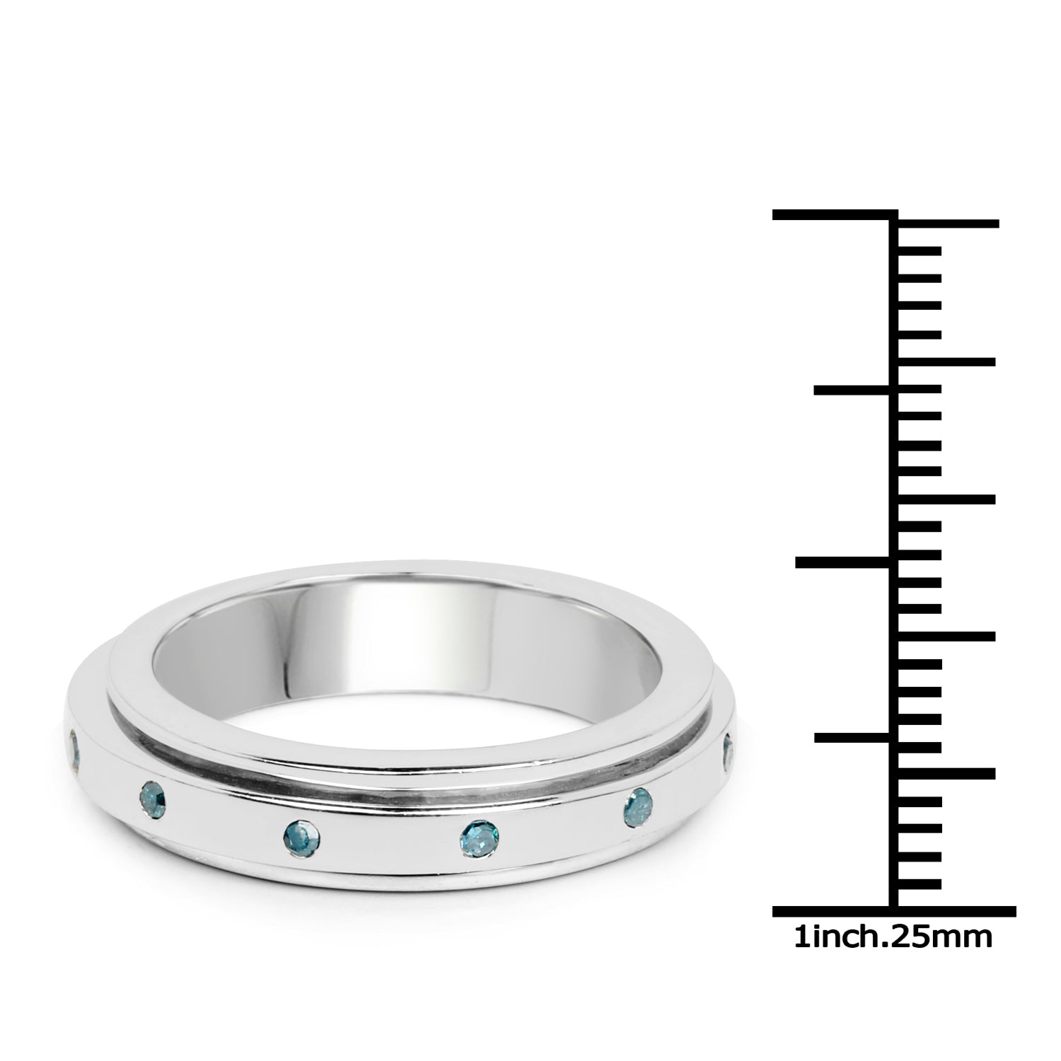 0.14 Carat Genuine Blue Diamond .925 Sterling Silver Ring Bids.com