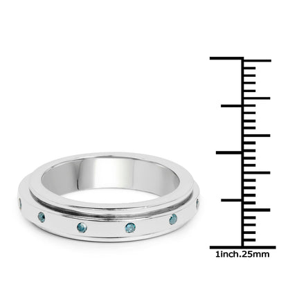 0.14 Carat Genuine Blue Diamond .925 Sterling Silver Ring Bids.com