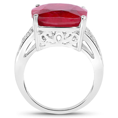 14.47 Carat Dyed Ruby and White Topaz .925 Sterling Silver Ring Bids.com