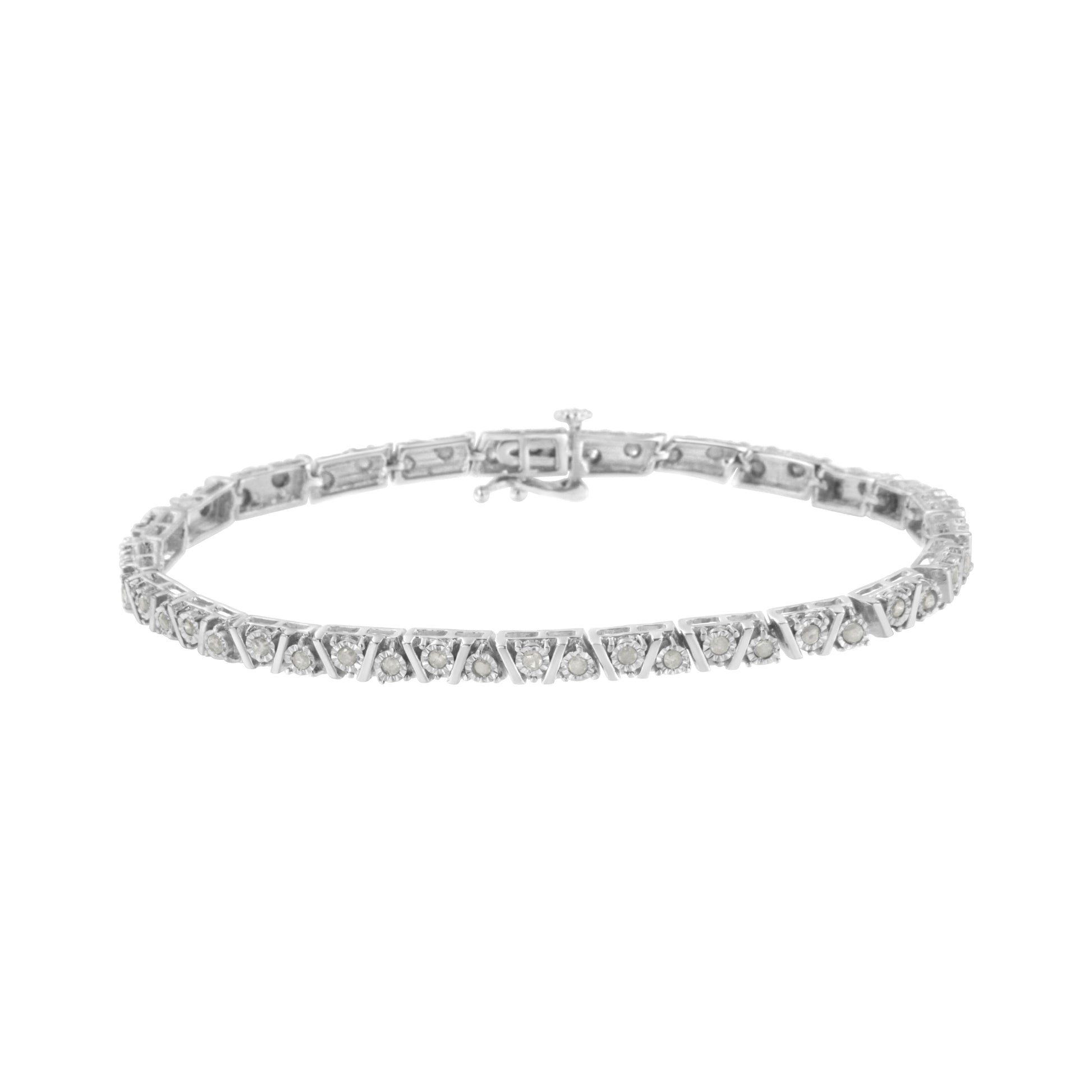 .925 Sterling Silver 1.0 cttw Miracle-Set Diamond Tennis Bracelet (I-J Color, I3 Clarity) - 7.25" Bids.com