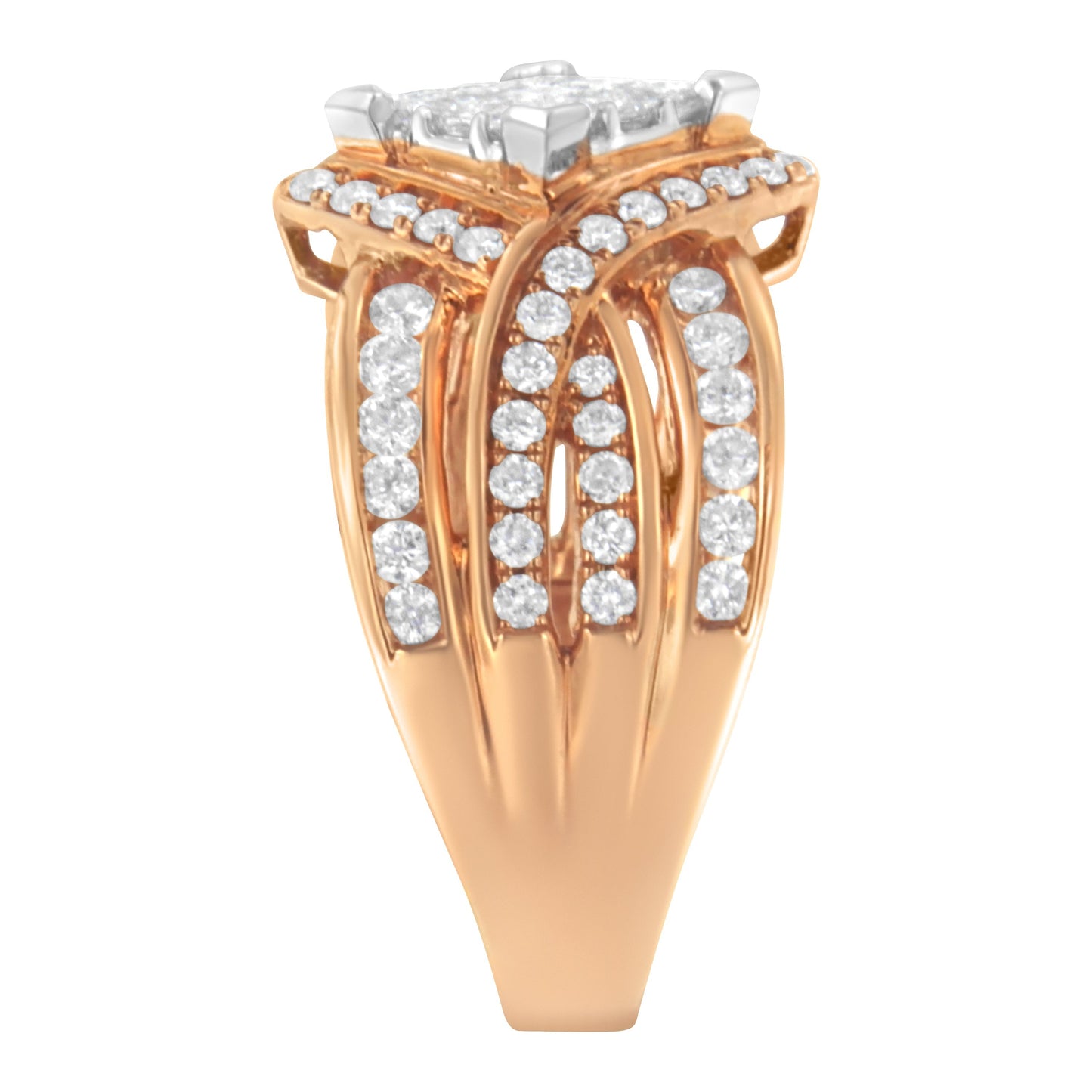Two-Tone 10KT Gold Diamond Bypass Cocktail Ring (1 1/2 cttw, H-I Color, I1-I2 Clarity) Bids.com