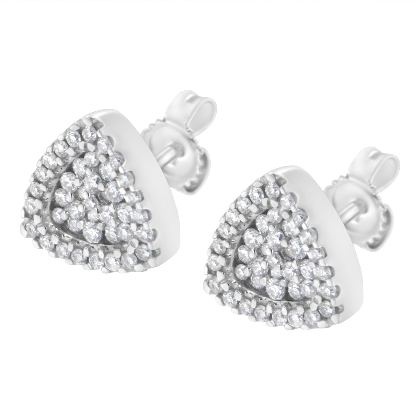 14K White Gold 1/2 cttw Trillion Shaped Diamond Stud Earrings (H-I Clarity, SI2-I1 Color) Bids.com