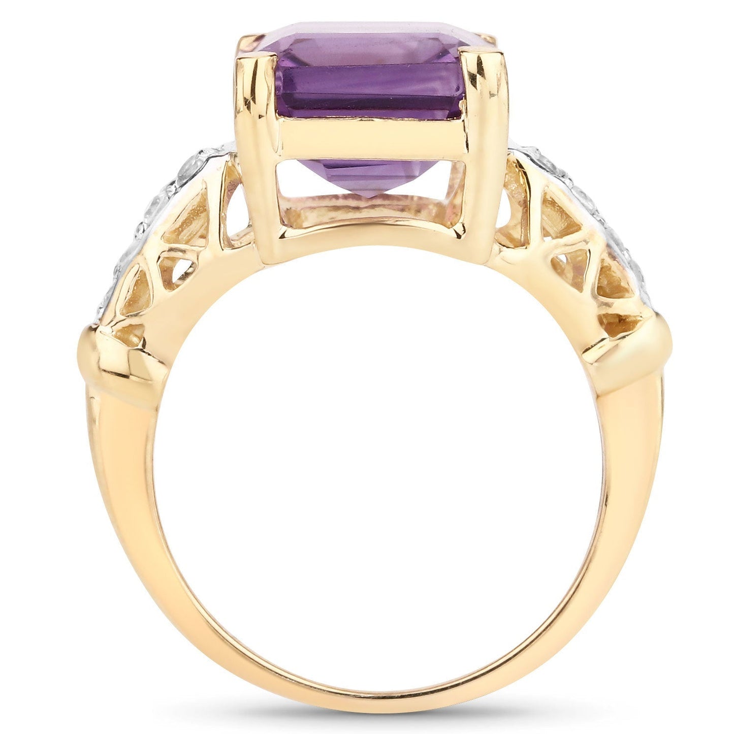 4.83 Carat Genuine Amethyst and White Topaz .925 Sterling Silver Ring Bids.com