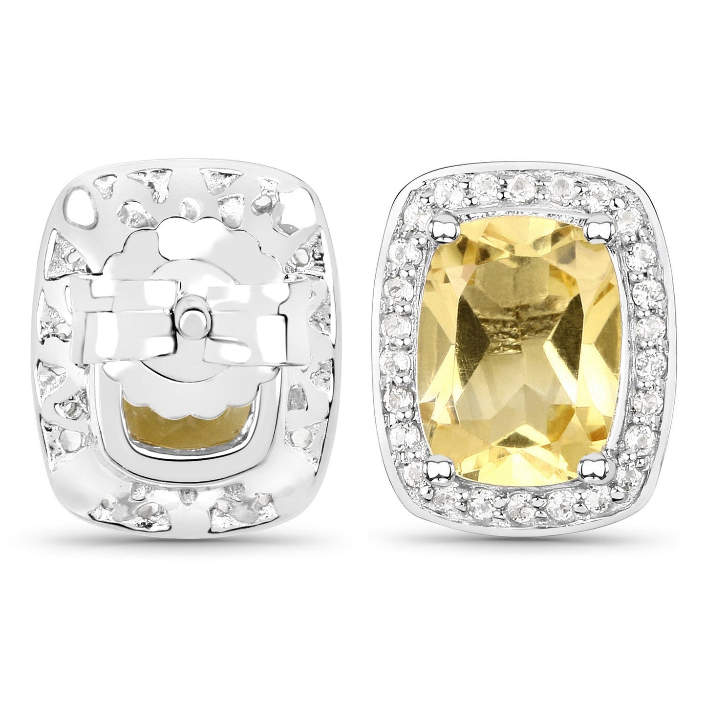 2.81 Carat Genuine Citrine and White Topaz .925 Sterling Silver Earrings Bids.com