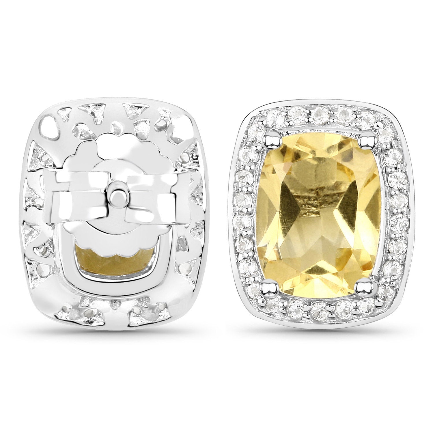 2.81 Carat Genuine Citrine and White Topaz .925 Sterling Silver Earrings Bids.com