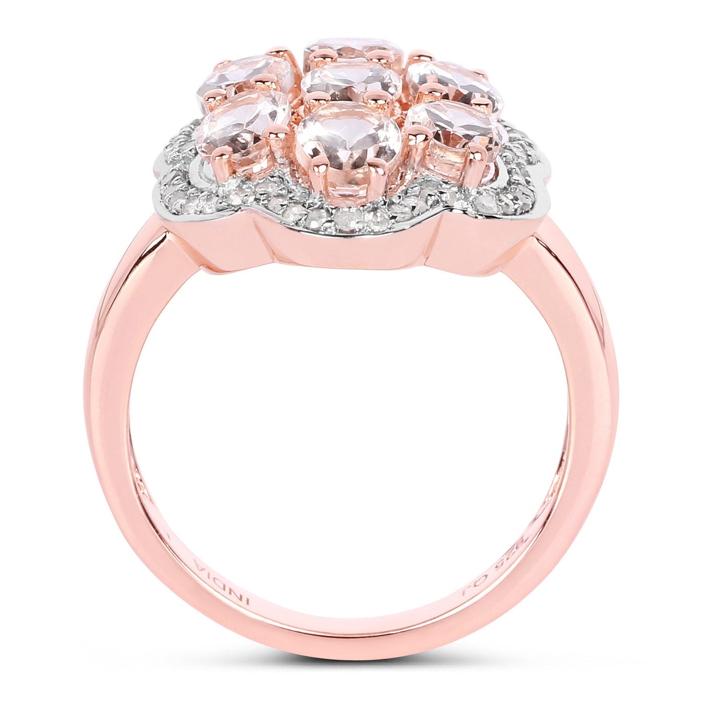 3.06 Carat Genuine Morganite and White Diamond .925 Sterling Silver Ring Bids.com