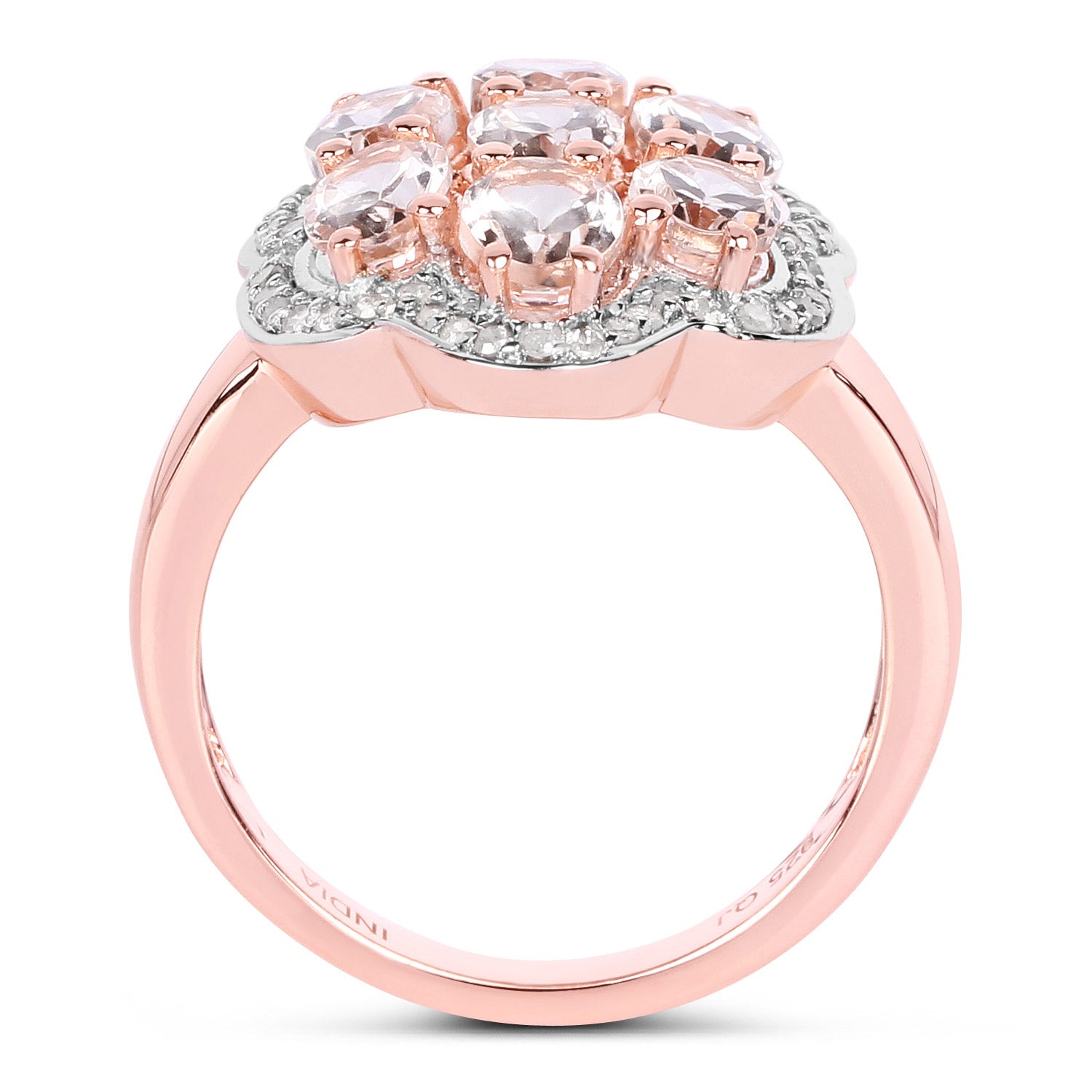 3.06 Carat Genuine Morganite and White Diamond .925 Sterling Silver Ring Bids.com