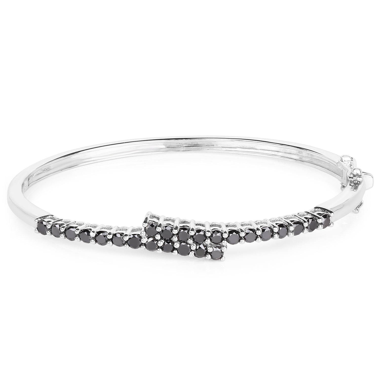 2.52 Carat Genuine Black Diamond .925 Sterling Silver Bangle Bids.com