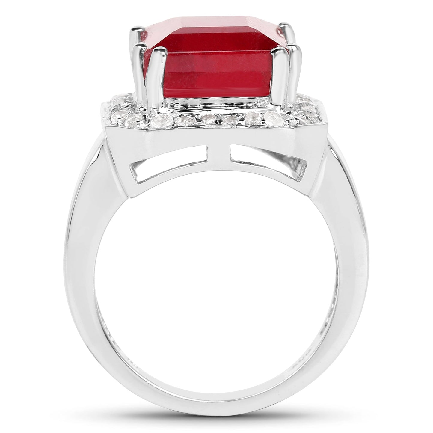 6.36 Carat Glass Filled Ruby and White Topaz .925 Sterling Silver Ring Bids.com