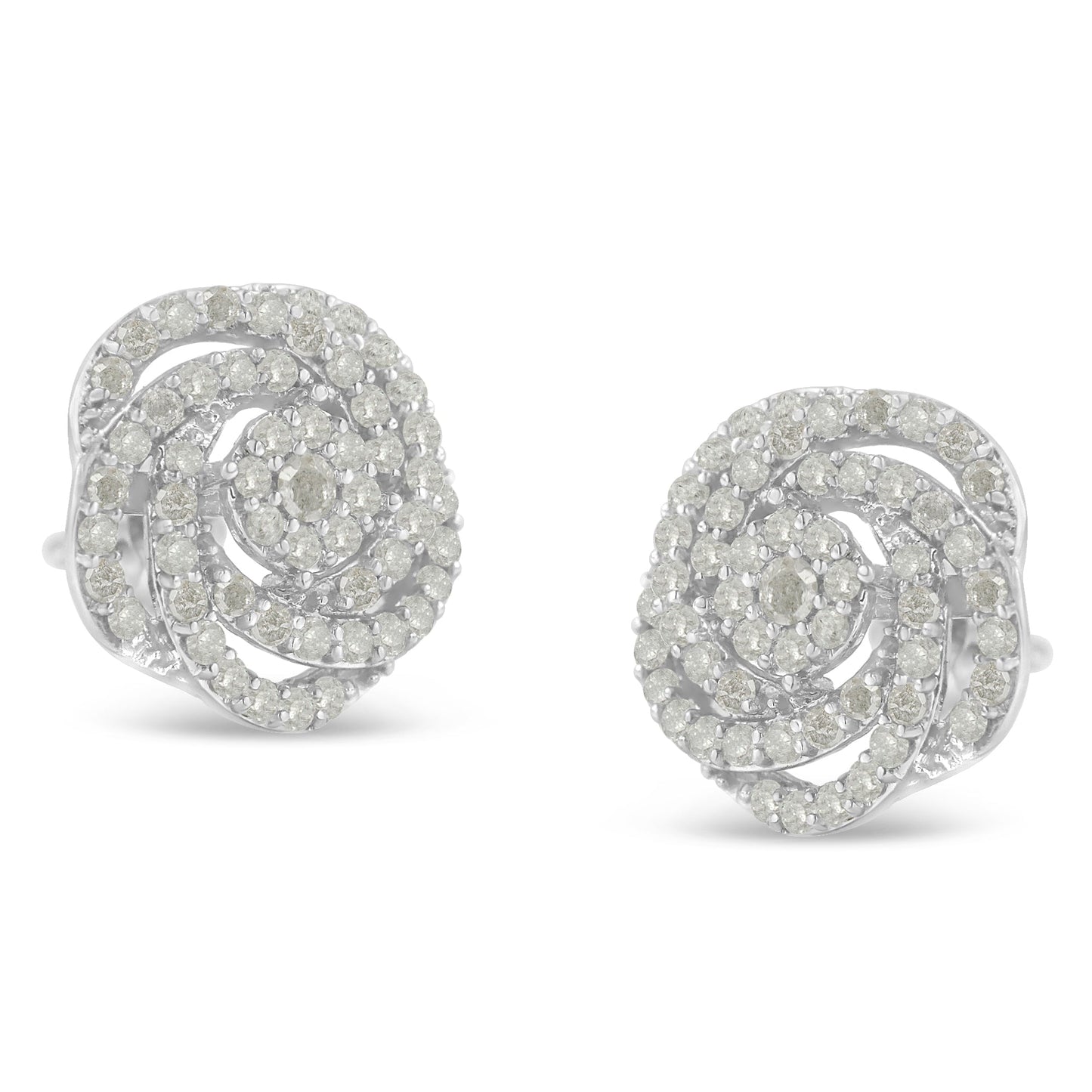 10k White Gold Rose-Cut Diamond Floral Cluster Earrings (1 cttw, I-J Color, I2-I3 Clarity) Bids.com