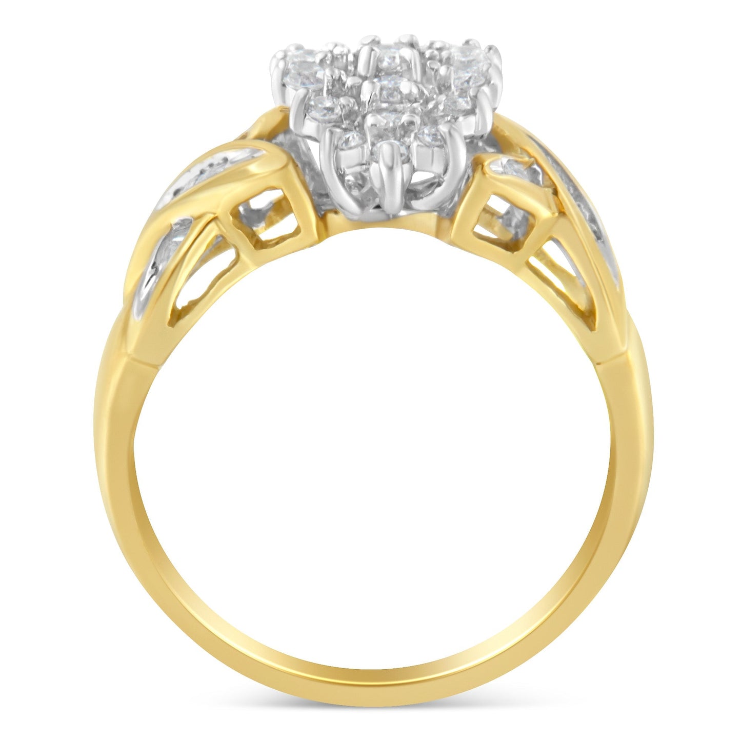 10K Yellow Gold Round And Baguette-Cut Diamond Ring (1/2 Cttw, H-I Color, I1-I2 Clarity) - Size 6 Bids.com