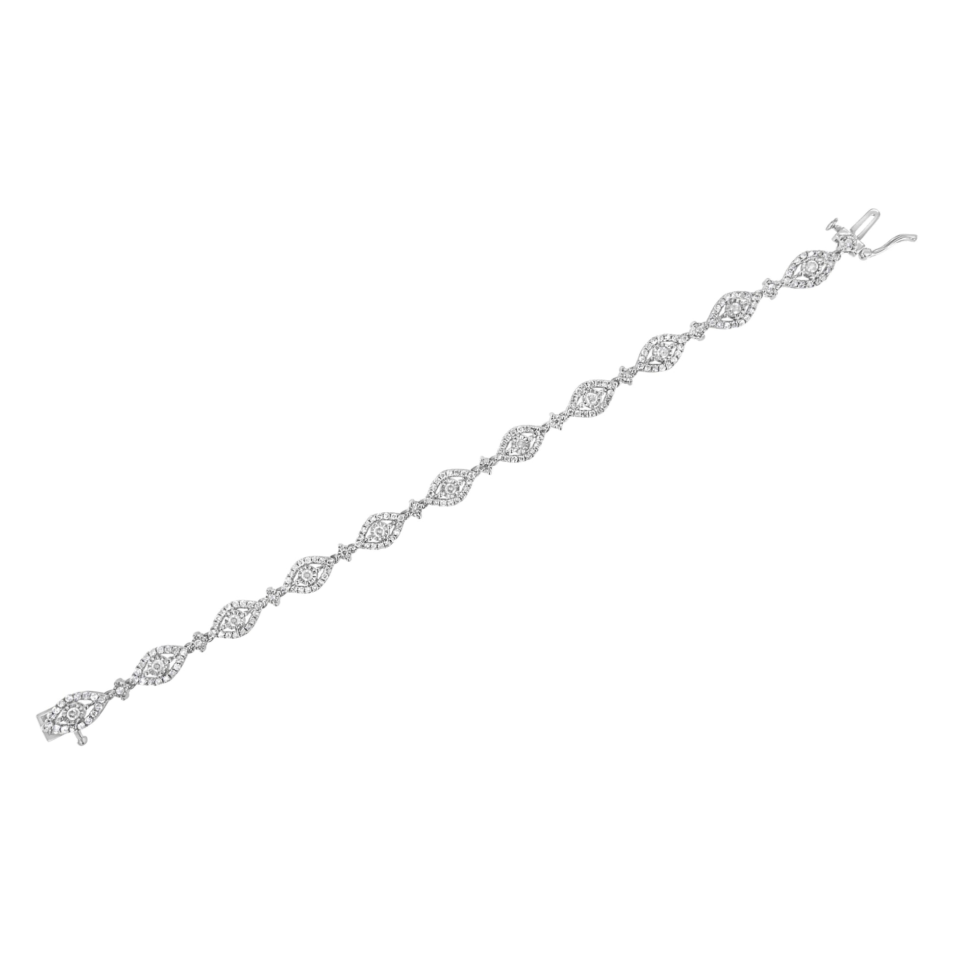 .925 Sterling Silver 2 1/2 Cttw Diamond Pear Shaped and Bezel Link Bracelet (I-J Color, I2-I3 Clarity) - 7.5 " Bids.com