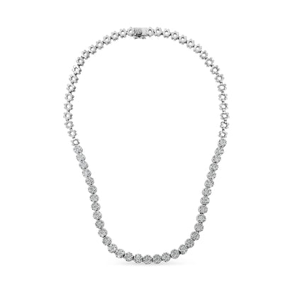IGI Certified 14K White Gold 8.0 Cttw Pave Set Round-Cut Diamond Cluster Graduating Riviera Statement Necklace (H-I Color, I1 Clarity) Bids.com