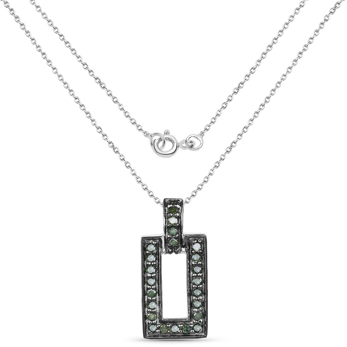 0.36 Carat Genuine Green Diamond .925 Sterling Silver Pendant Bids.com