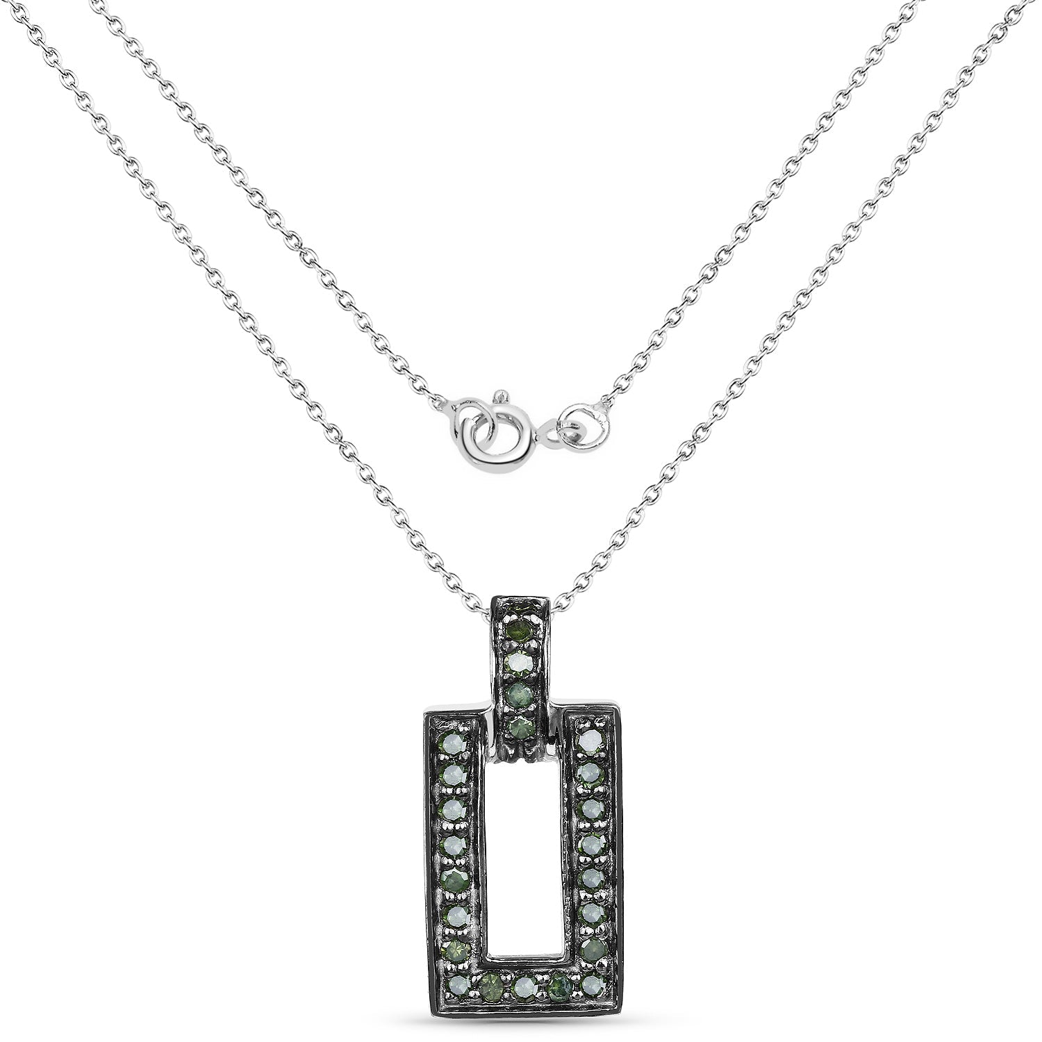 0.36 Carat Genuine Green Diamond .925 Sterling Silver Pendant Bids.com