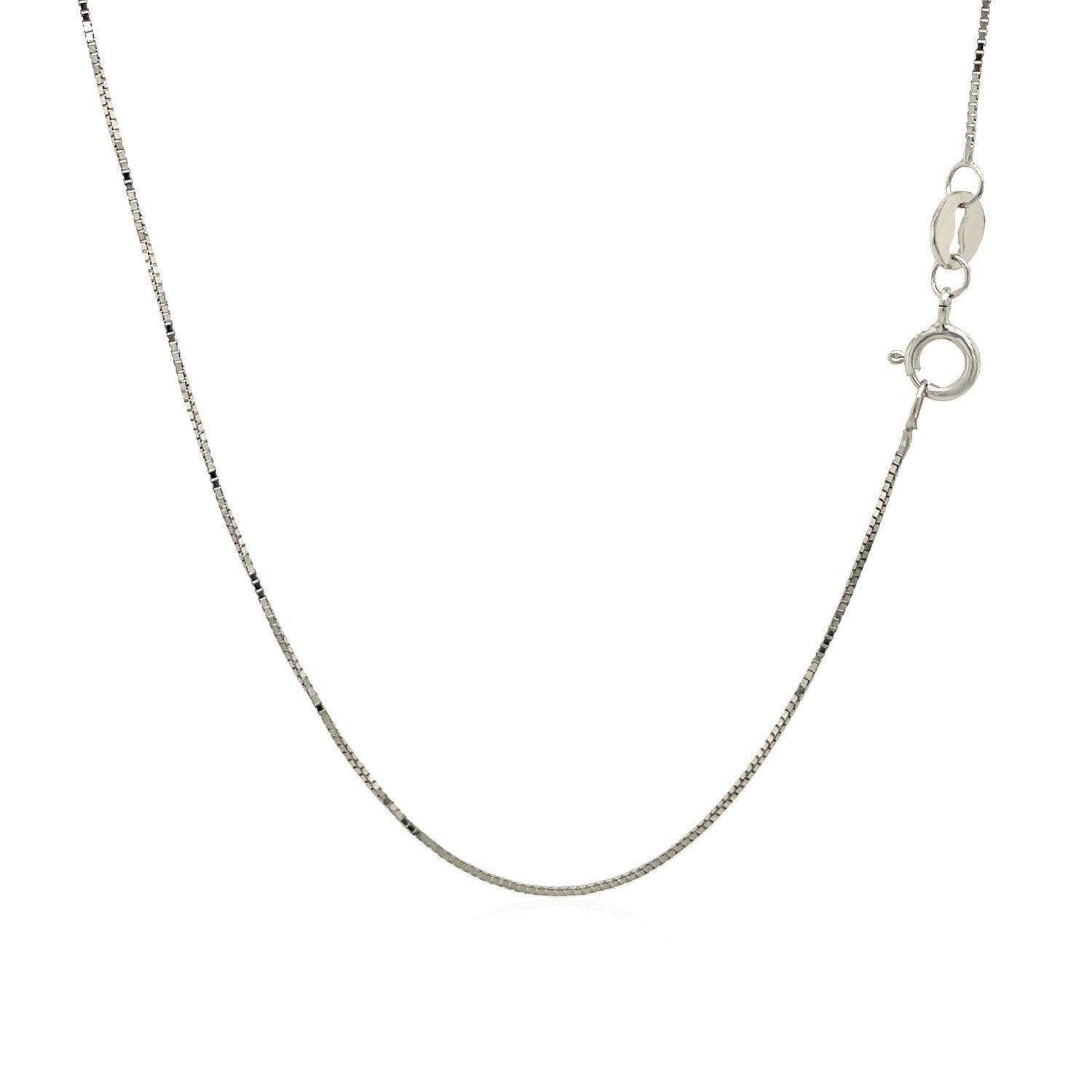14k White Gold Classic Box Chain 0.6mm Bids.com