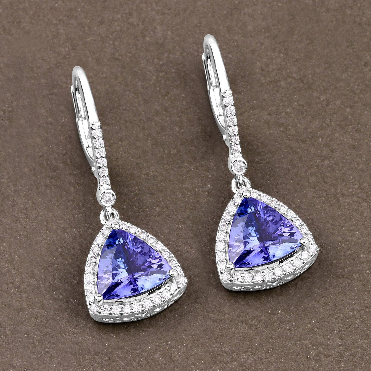 4.61 Carat Genuine Tanzanite and White Diamond 14K White Gold Earrings Bids.com