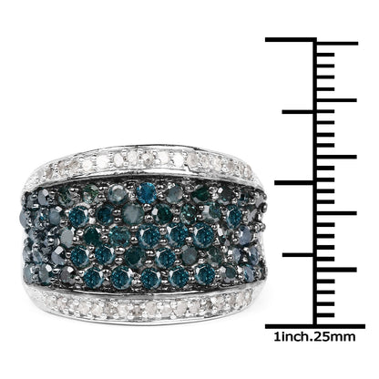 1.38 Carat Genuine Blue Diamond and White Diamond .925 Sterling Silver Ring Bids.com