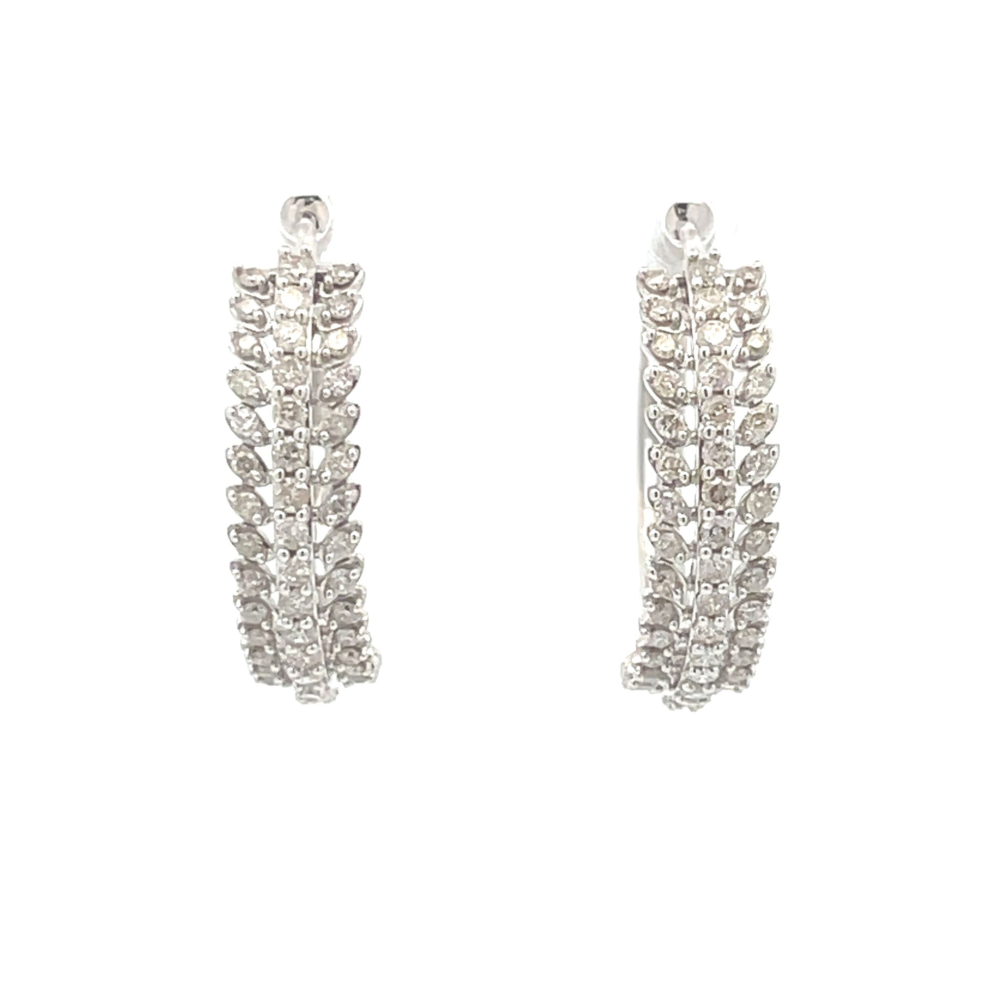 Natural 1.02ct Diamond Hoop Earrings 10KT White Gold Bids.com