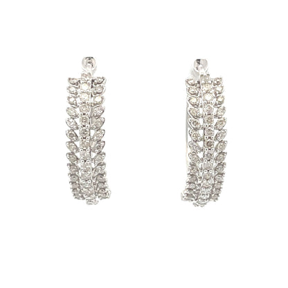 Natural 1.02ct Diamond Hoop Earrings 10KT White Gold Bids.com