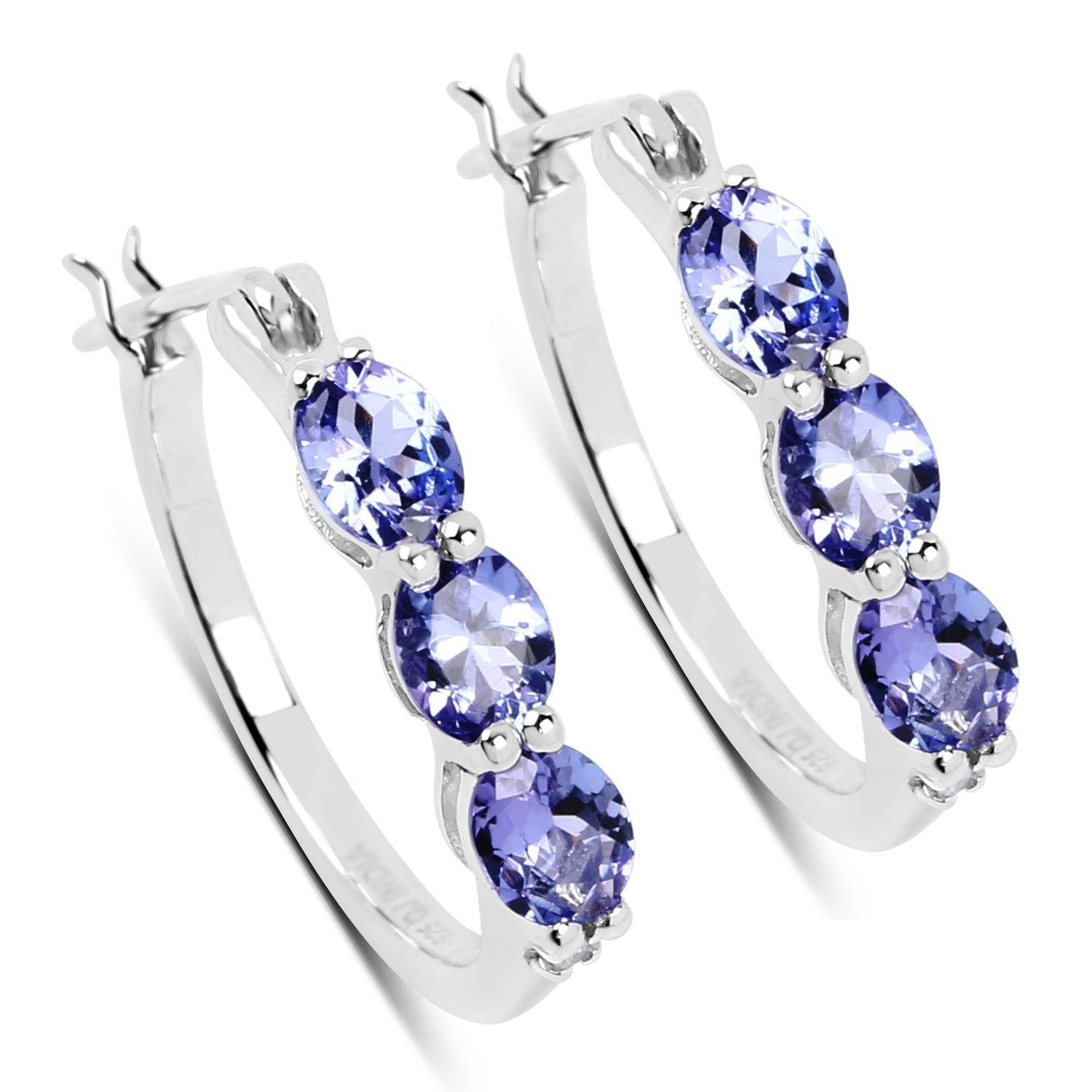 1.99 Carat Genuine Tanzanite and White Diamond .925 Sterling Silver Earrings Bids.com