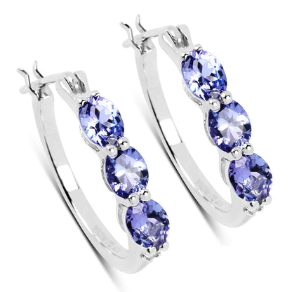 1.99 Carat Genuine Tanzanite and White Diamond .925 Sterling Silver Earrings Bids.com