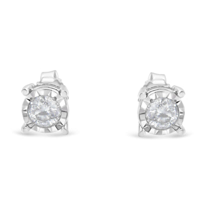 .925 Sterling Silver 1/2 Cttw Near Colorless Round Brilliant-Cut Diamond Miracle-Set Stud Earrings (H-I Color, I2-I3 Clarity) Bids.com