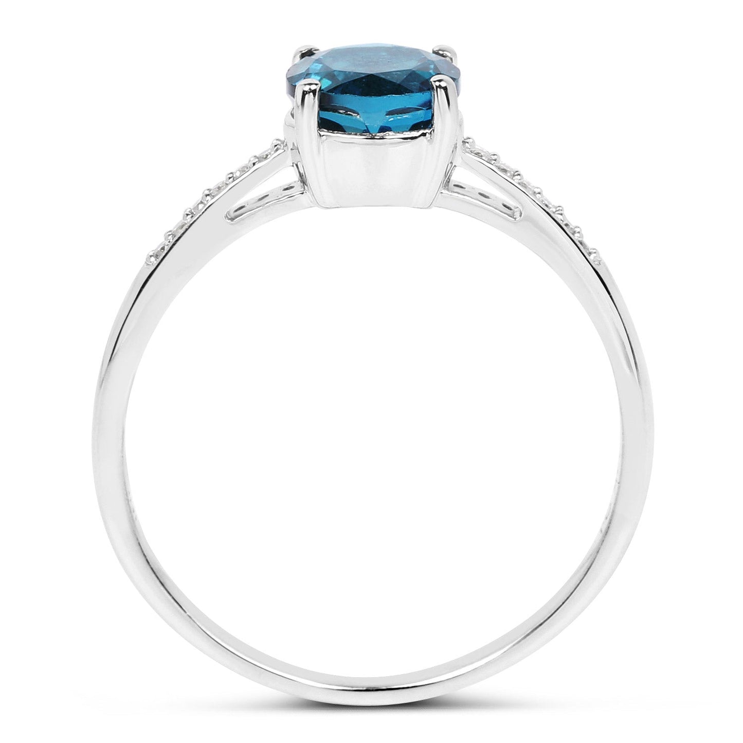 1.05 Carat Genuine London Blue Topaz and White Diamond 14K White Gold Ring Bids.com