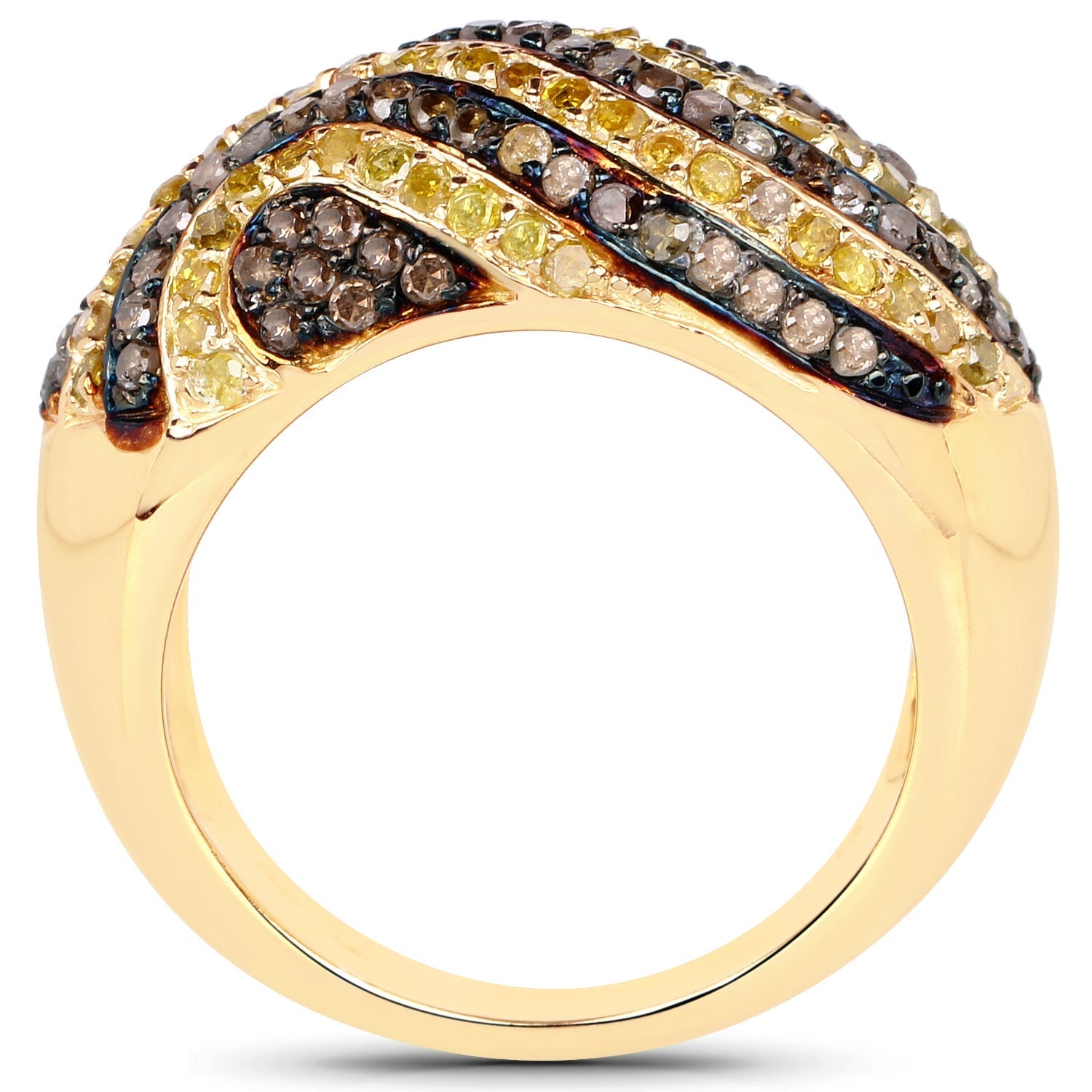14K Yellow Gold Plated 1.19 Carat Genuine Champagne Diamond and Yellow Diamond .925 Sterling Silver Ring Bids.com