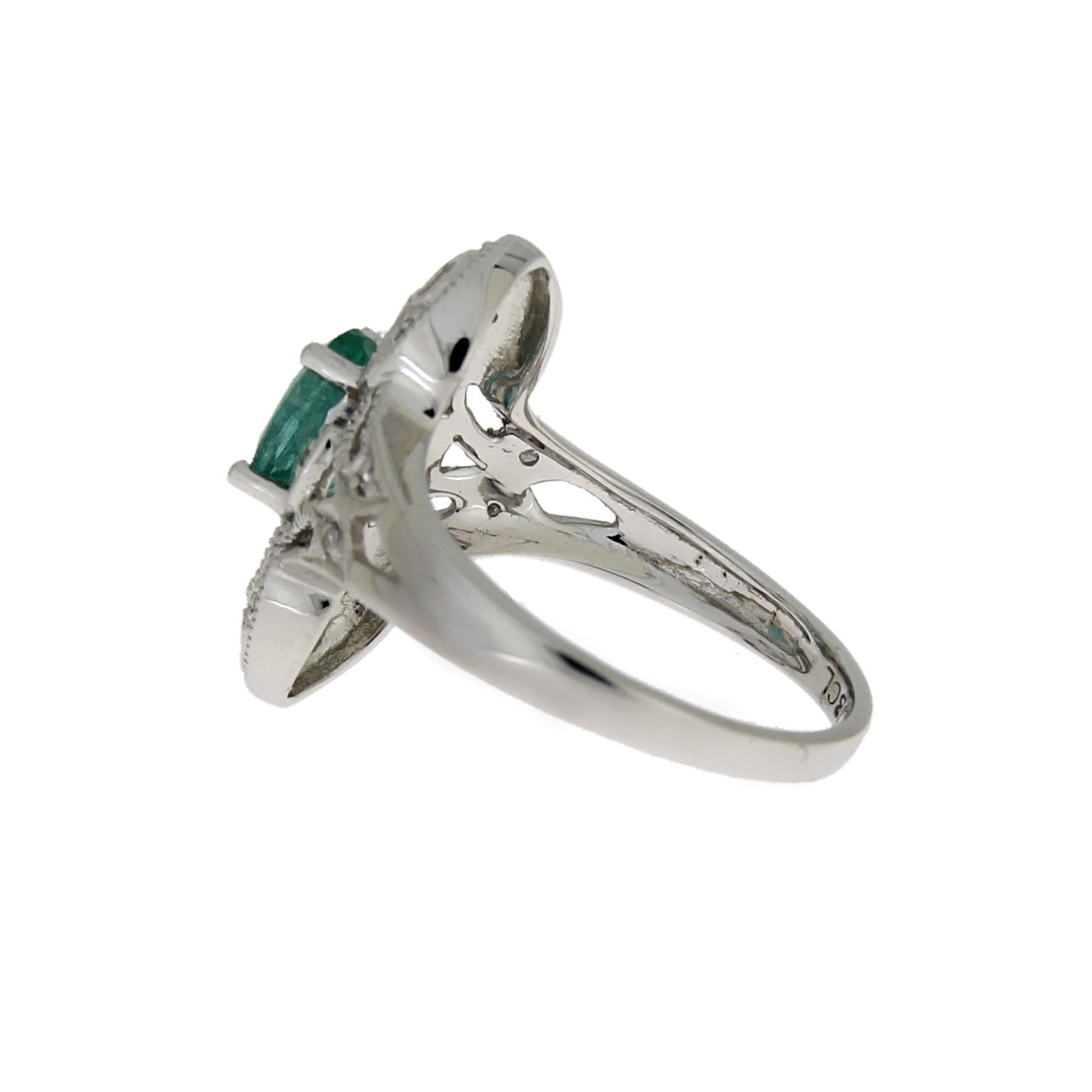 Genuine .70ct Emerald Diamond Ring 10KT White Gold Bids.com