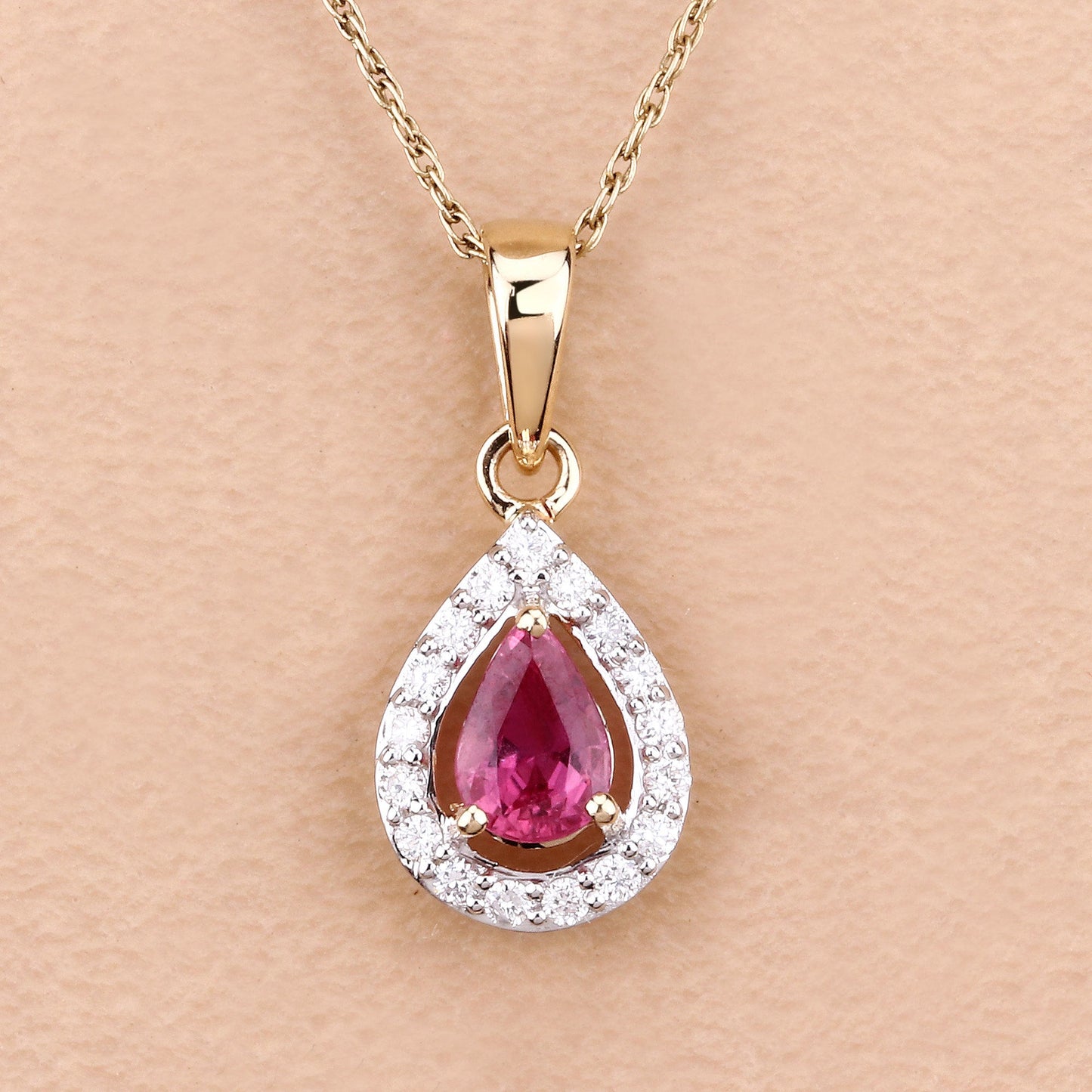 1.03 Carat Genuine Ruby and White Diamond 14K Yellow Gold Pendant Bids.com