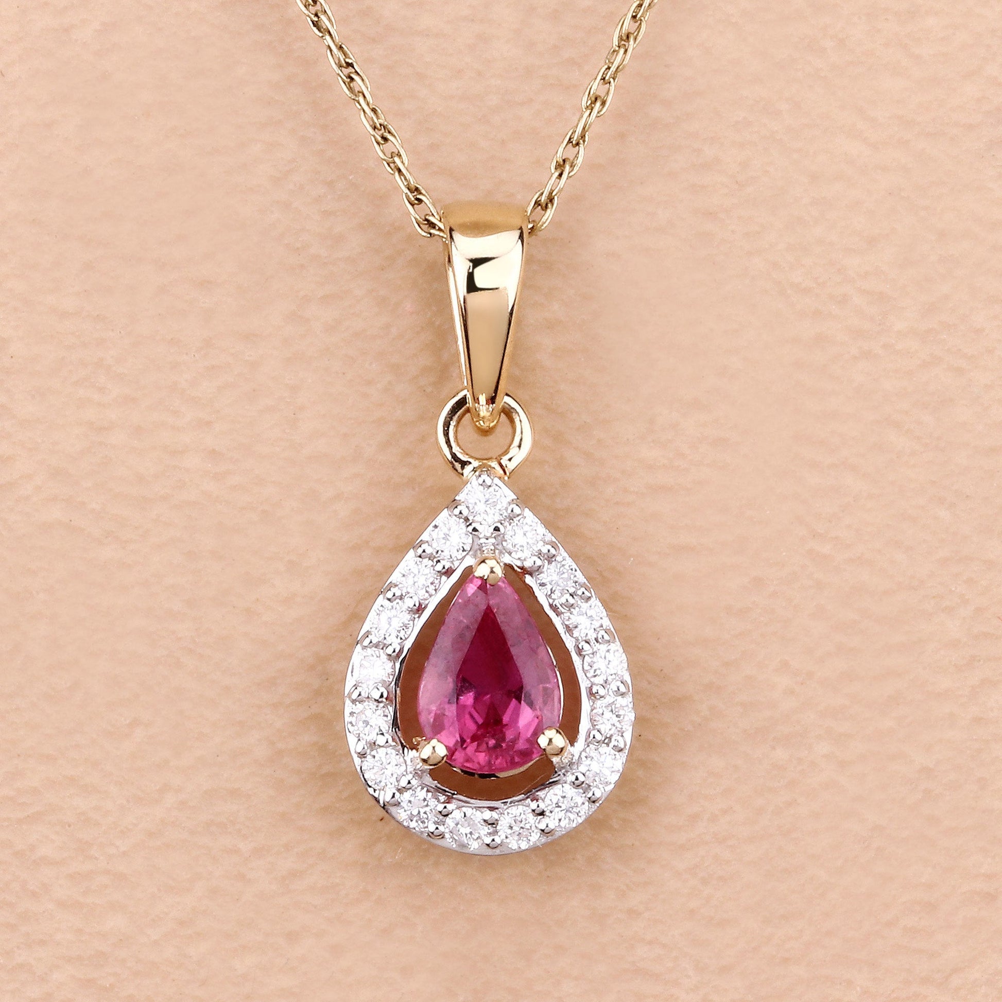 1.03 Carat Genuine Ruby and White Diamond 14K Yellow Gold Pendant Bids.com