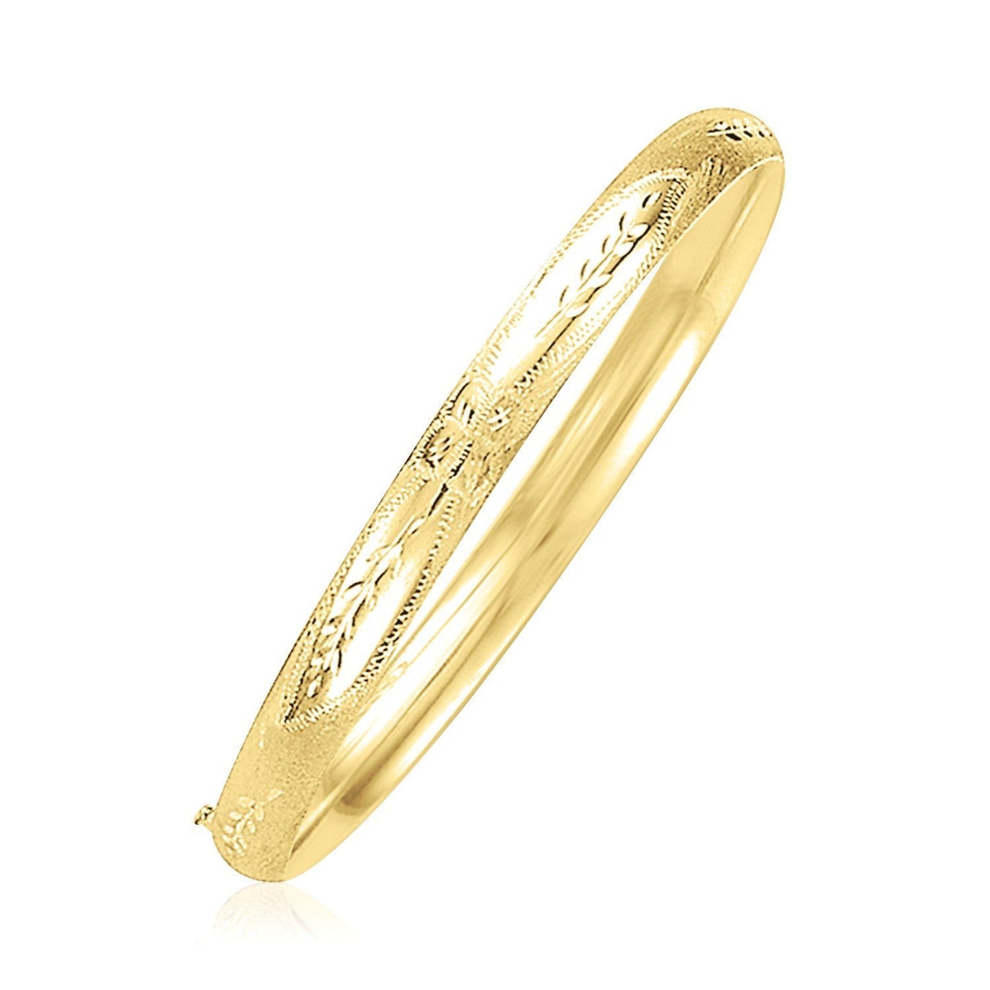 14k Yellow Gold Dome Florentine Design Bangle Bids.com