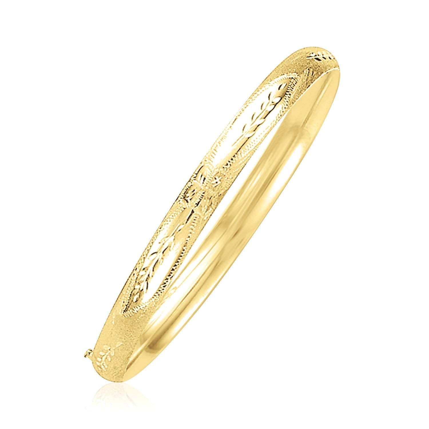 14k Yellow Gold Dome Florentine Design Bangle Bids.com