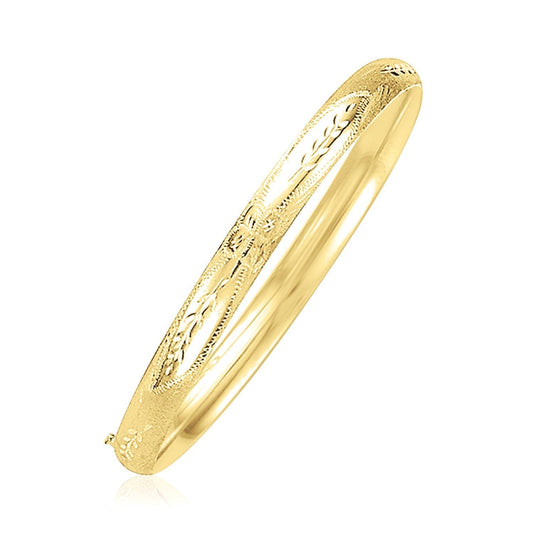 14k Yellow Gold Dome Florentine Design Bangle Bids.com