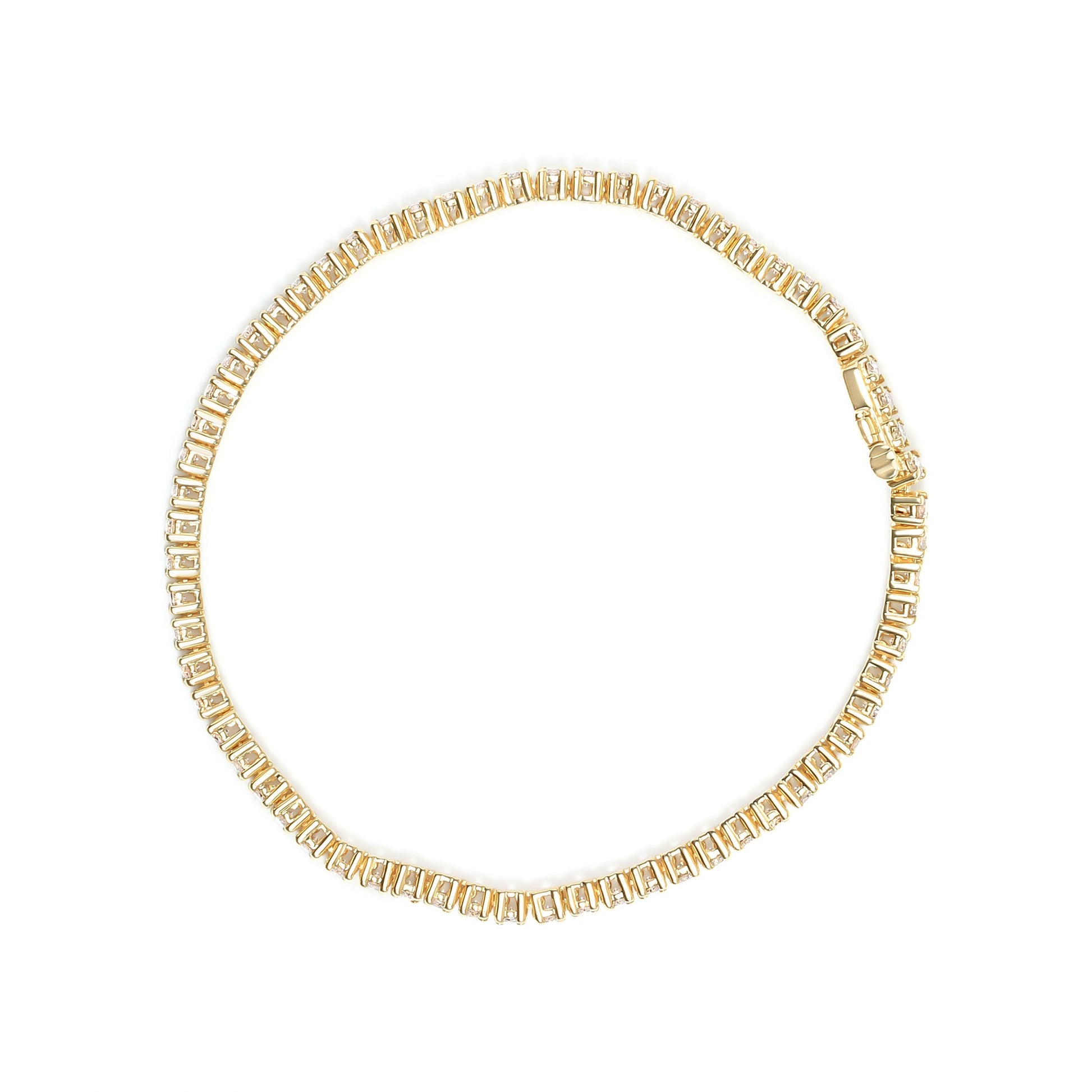 14K Yellow Gold 6.0 Cttw Classic 4 Prong Set Round Brilliant Cut Diamond Tennis Bracelet (K-L Color, VS2-SI1 Clarity) - 7.25" Bids.com