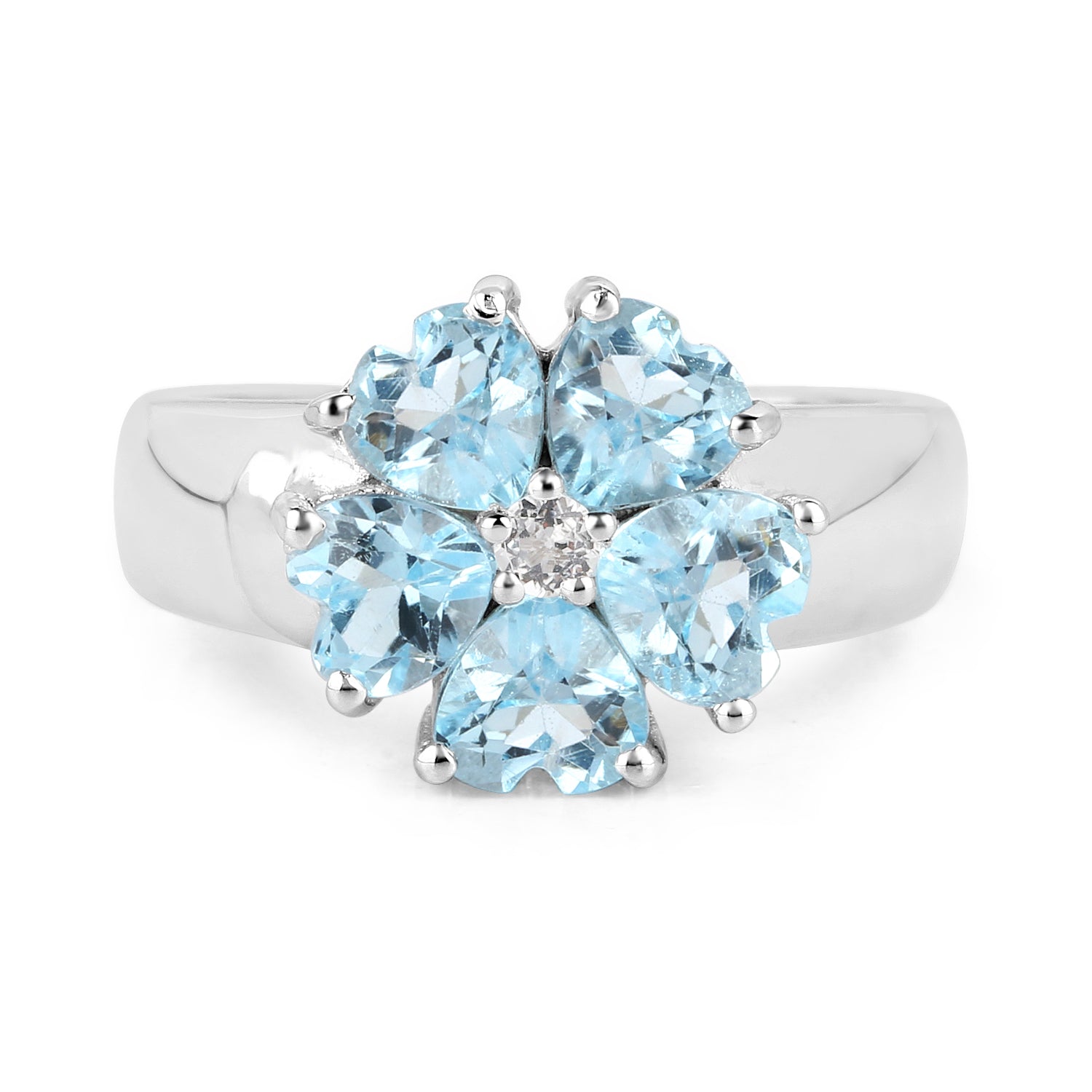 2.58 Carat Genuine Blue Topaz and White Topaz .925 Sterling Silver Ring Bids.com