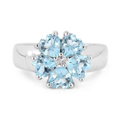 2.58 Carat Genuine Blue Topaz and White Topaz .925 Sterling Silver Ring Bids.com