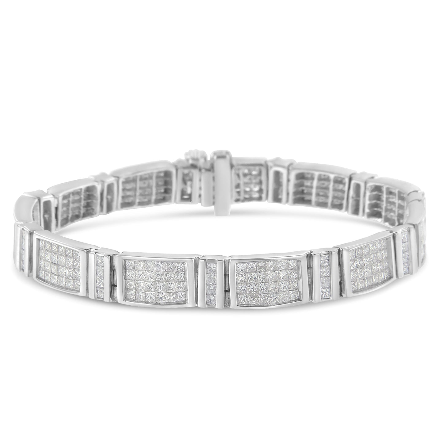 14K White Gold 7.0 Cttw Princess Cut Diamond 7" Alternating Vertical and Horizontal Rectangular Link Tennis Bracelet (H-I Color, SI2-I1 Clarity) Bids.com
