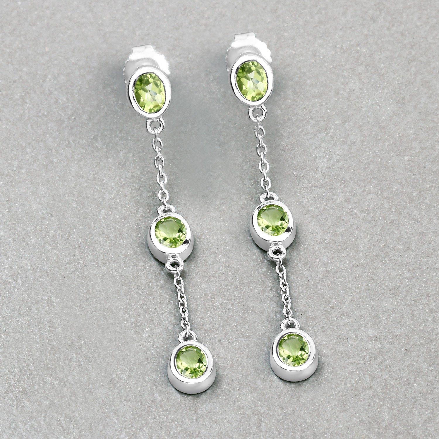 2.10 Carat Genuine Peridot .925 Sterling Silver Earrings Bids.com