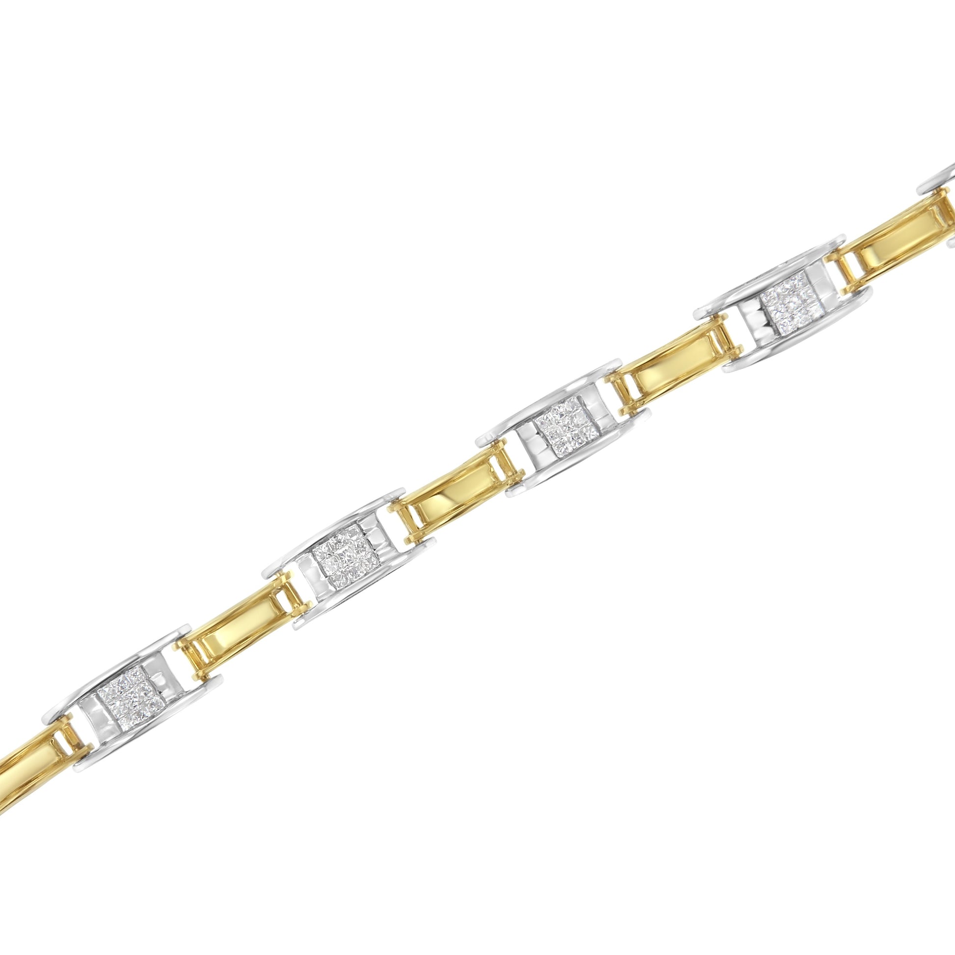 14K Two-Tone Gold 1.00 Cttw Princess-Cut Diamond Chain Link 7" Bracelet (H-I Color, SI1-SI2 Clarity) Bids.com