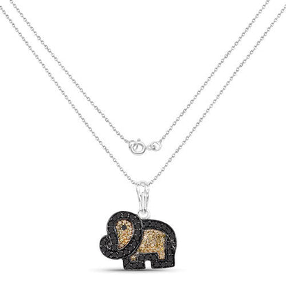 0.89 Carat Genuine Black Diamond and Yellow Diamond .925 Sterling Silver Pendant Bids.com