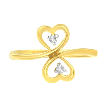 14KT Yellow Gold 1/20 ctw. Dual Heart Diamond Ring (K-L, I1-I2) - Size 7 Bids.com
