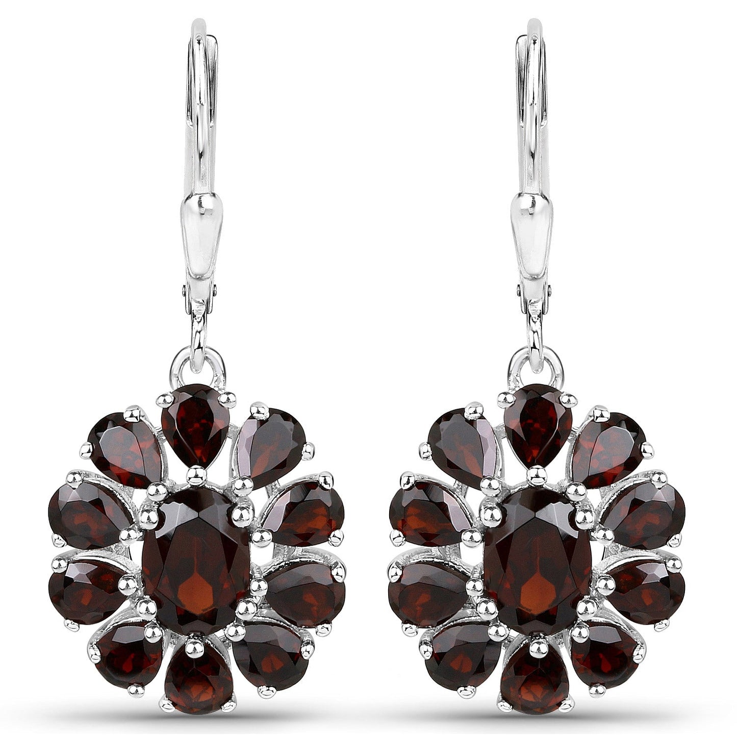 13.82 Carat Genuine Garnet and White Topaz .925 Sterling Silver 3 Piece Jewelry Set (Ring, Earrings, and Pendant w/ Chain) Bids.com