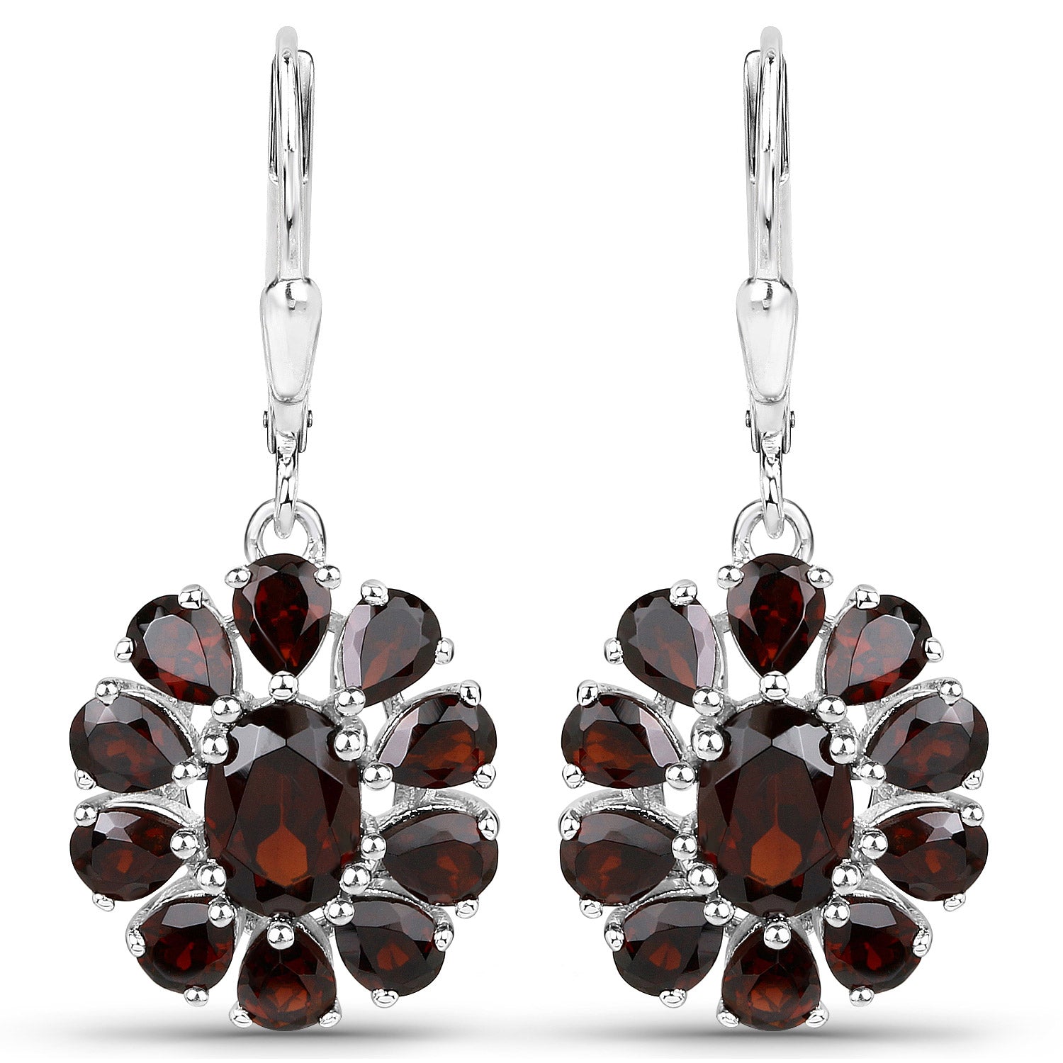 13.82 Carat Genuine Garnet and White Topaz .925 Sterling Silver 3 Piece Jewelry Set (Ring, Earrings, and Pendant w/ Chain) Bids.com