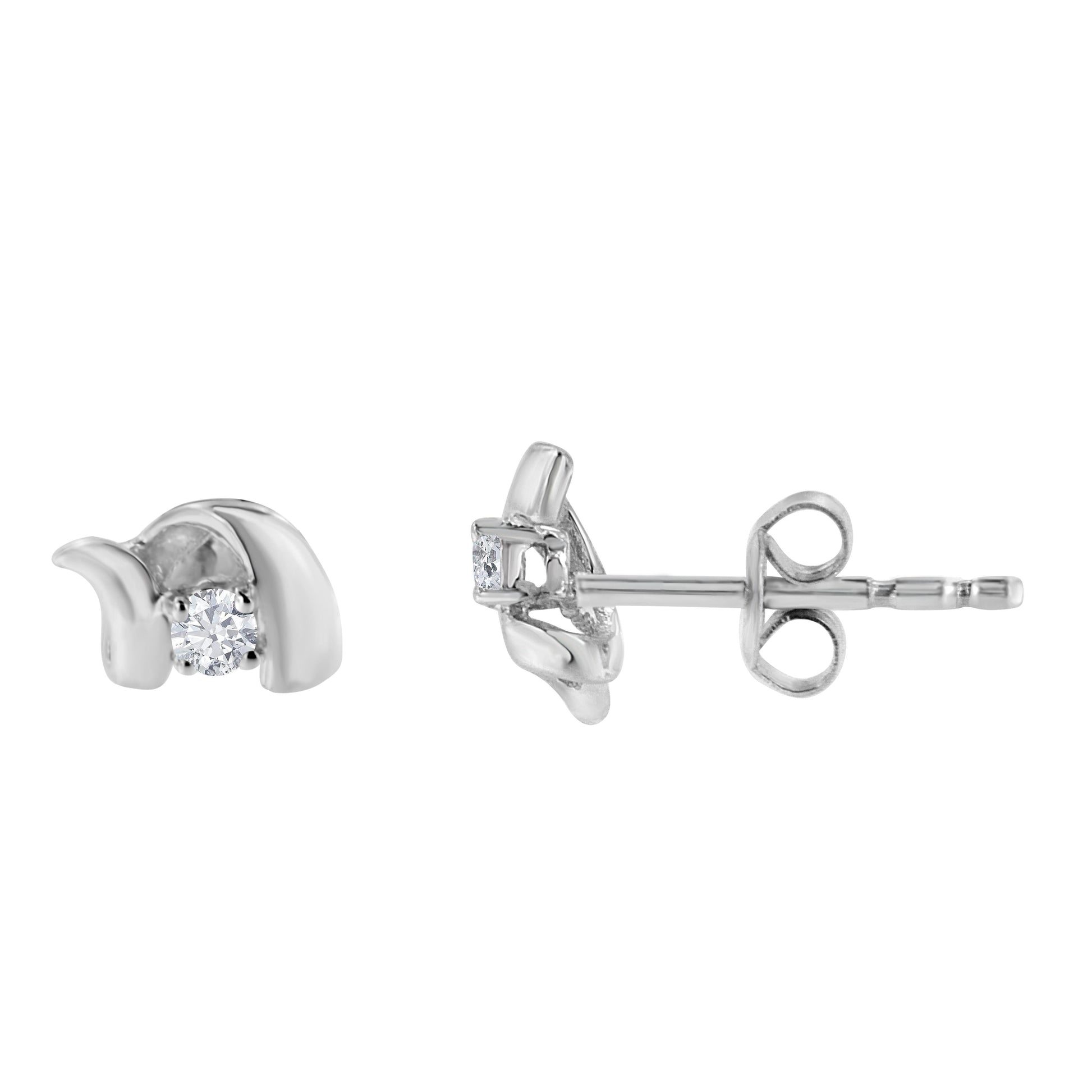 .925 Sterling Silver Round Cut Diamond Fashion Stud Earrings (0.10 cttw, I-J Color, I2-I3 Clarity) Bids.com